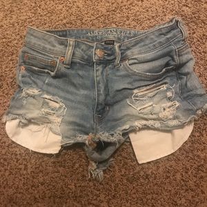 AE high waisted distressed jean shorts
